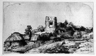 Paesaggio con torre, 1650 da Rembrandt van Rijn